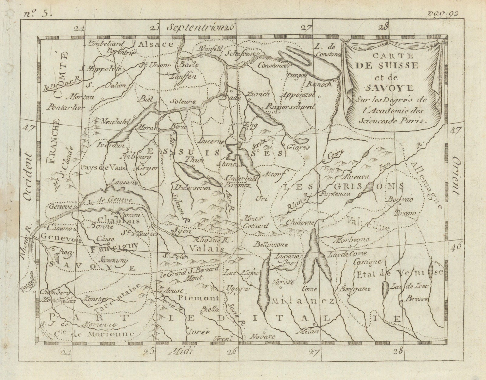 Carte de Suisse et de Savoye. Switzerland Savoie French Alps. BUFFIER c1818 map